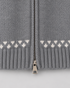Women's Fair Isle Zip-Up Cardigan - Snowflake Ribbed Collar
