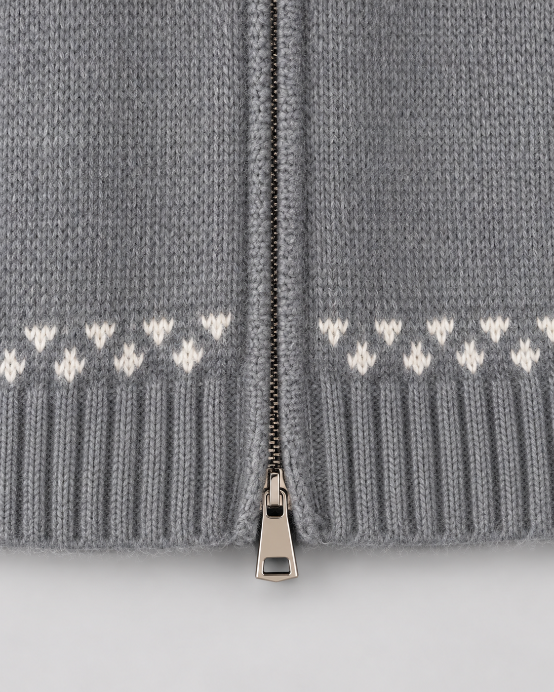 Women's Fair Isle Zip-Up Cardigan - Snowflake Ribbed Collar