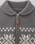 Women's Fair Isle Zip-Up Cardigan - Snowflake Ribbed Collar