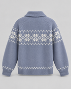 Women's Fair Isle Zip-Up Cardigan - Snowflake Ribbed Collar