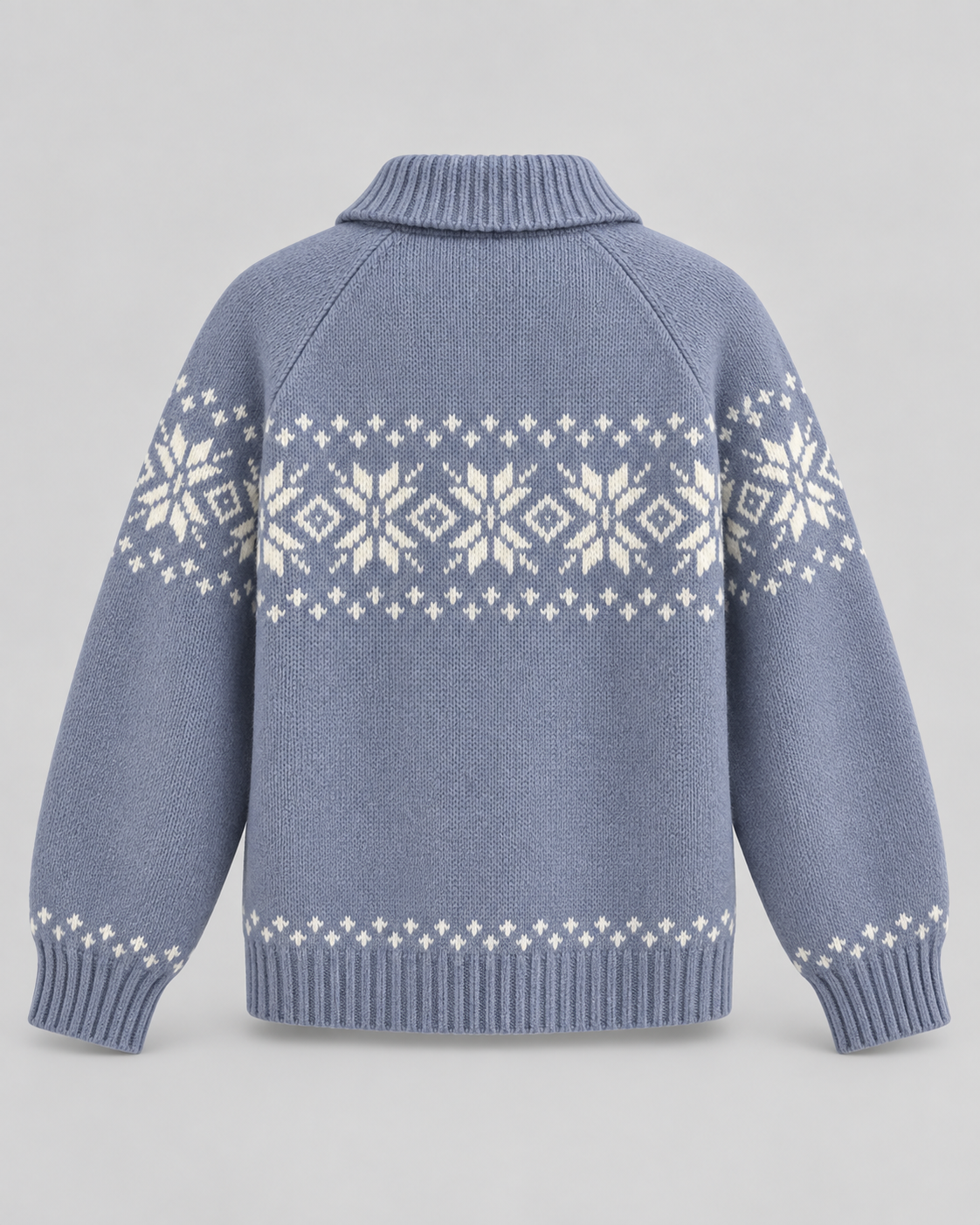 Women's Fair Isle Zip-Up Cardigan - Snowflake Ribbed Collar