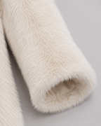 Women's Faux Fur Jacket - Plush Shawl Collar Mid-Thigh Length