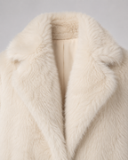 Women's Faux Fur Jacket - Plush Shawl Collar Mid-Thigh Length