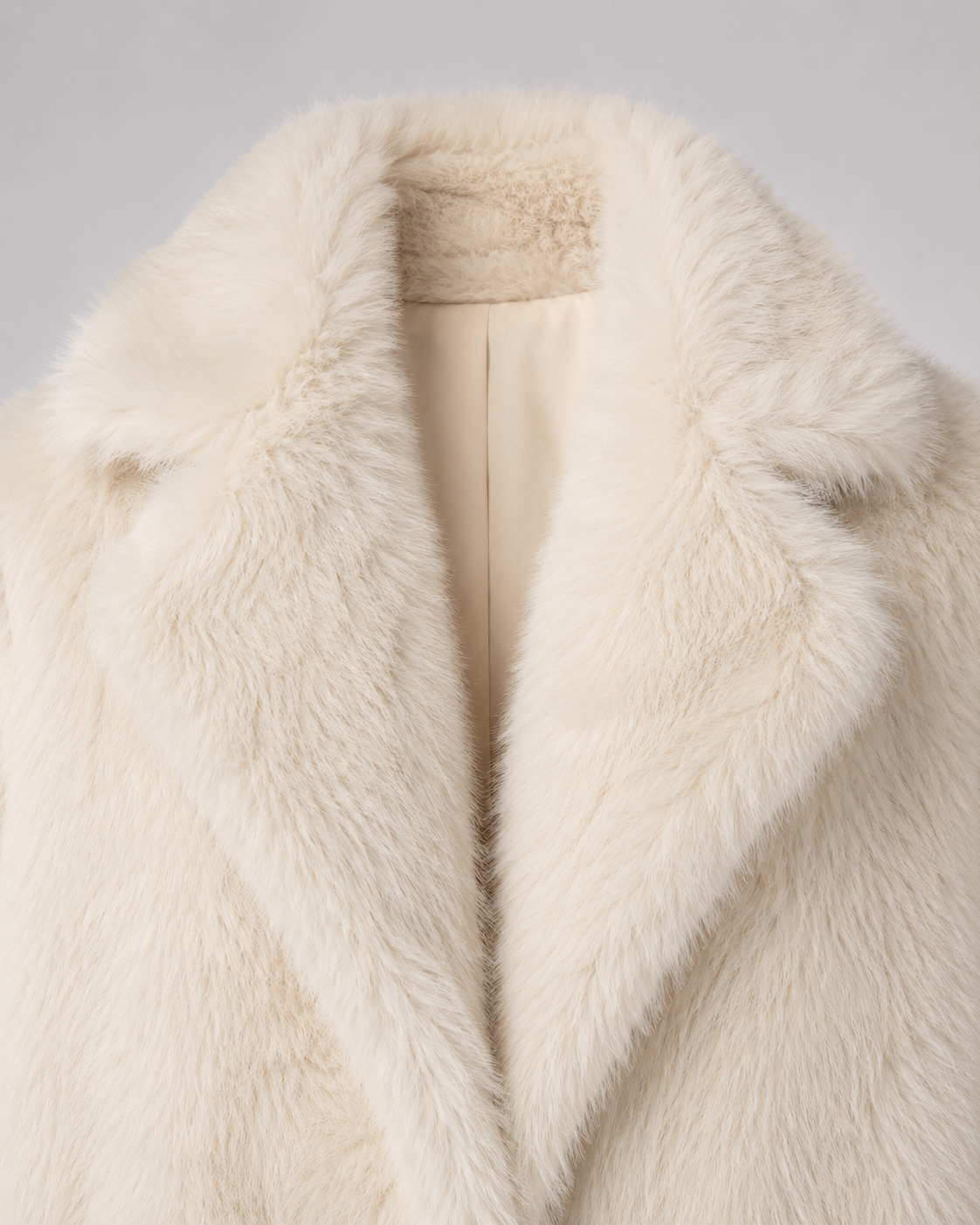 Women's Faux Fur Jacket - Plush Shawl Collar Mid-Thigh Length