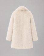 Women's Faux Fur Jacket - Plush Shawl Collar Mid-Thigh Length