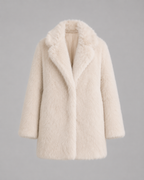 Women's Faux Fur Jacket - Plush Shawl Collar Mid-Thigh Length