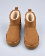 Women's Fleece-Lined Ankle Boots – Pull-On Platform Sole