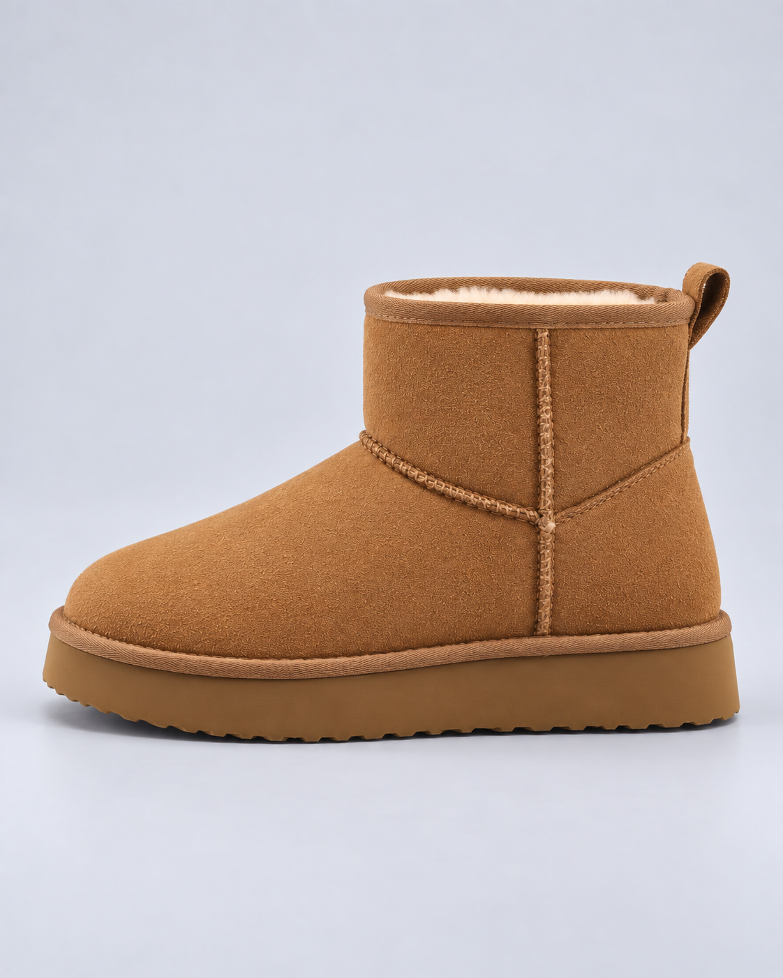 Women's Fleece-Lined Ankle Boots – Pull-On Platform Sole