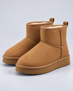 Women's Fleece-Lined Ankle Boots – Pull-On Platform Sole