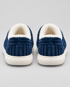 Women's Fleece-Lined Ribbed Slippers – Closed Toe Thick Sole