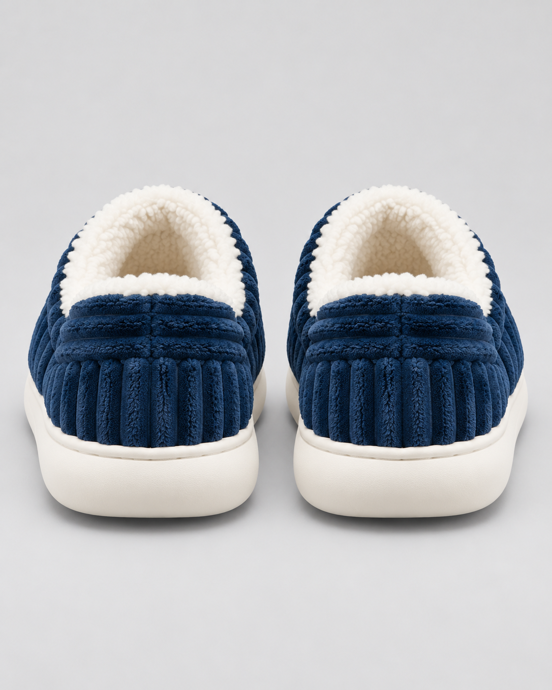 Women's Fleece-Lined Ribbed Slippers – Closed Toe Thick Sole