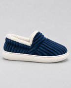 Women's Fleece-Lined Ribbed Slippers – Closed Toe Thick Sole