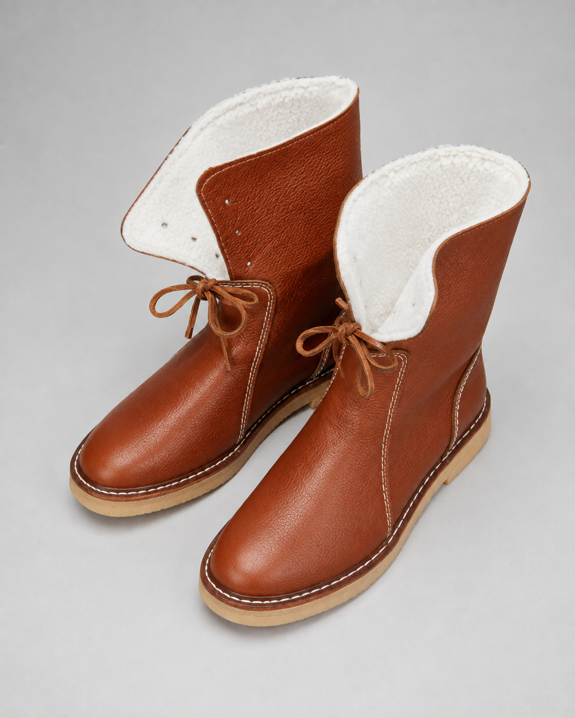 Women's Fleece-Lined Snow Boots - Lace-Up Mid-Calf