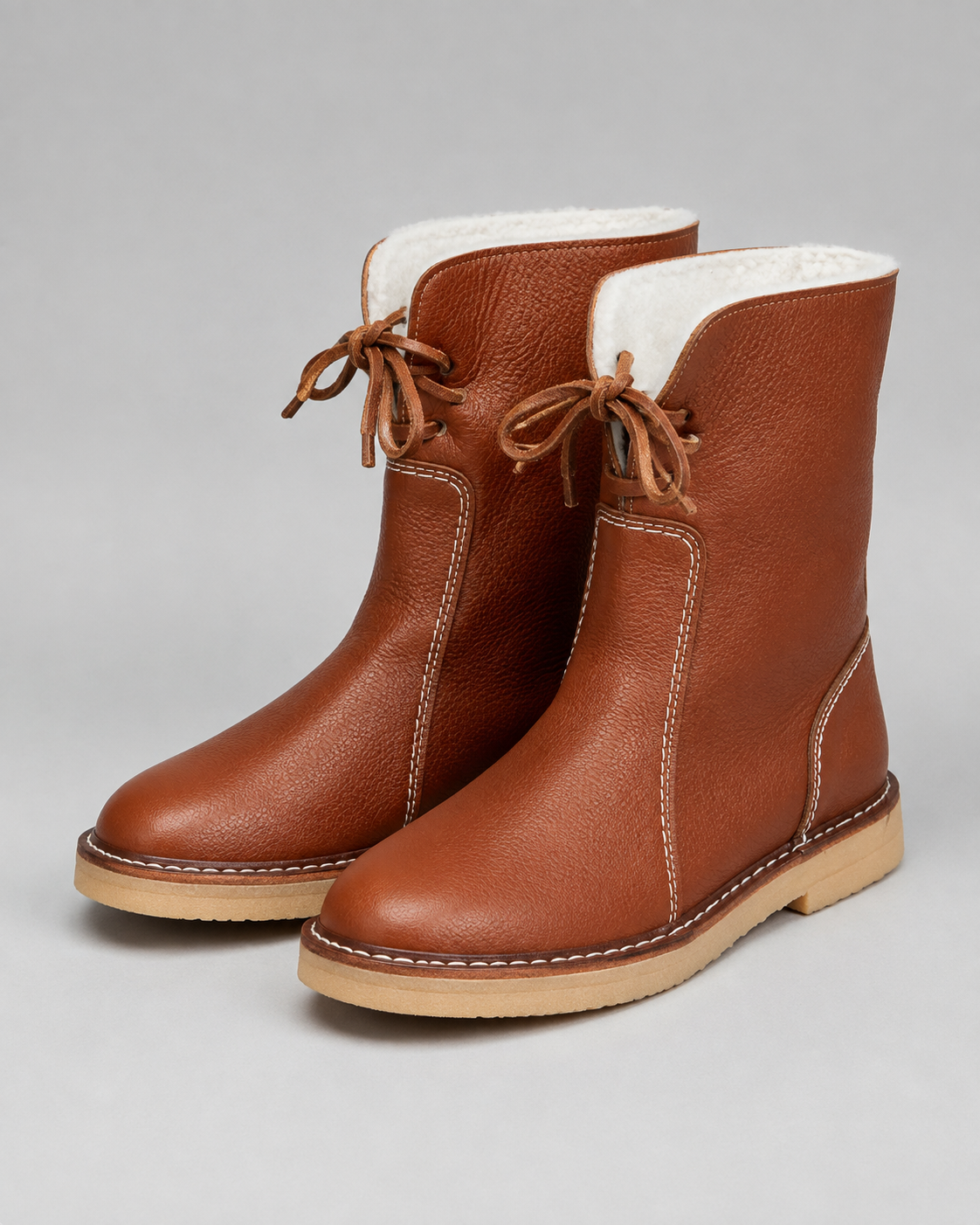 Women's Fleece-Lined Snow Boots - Lace-Up Mid-Calf