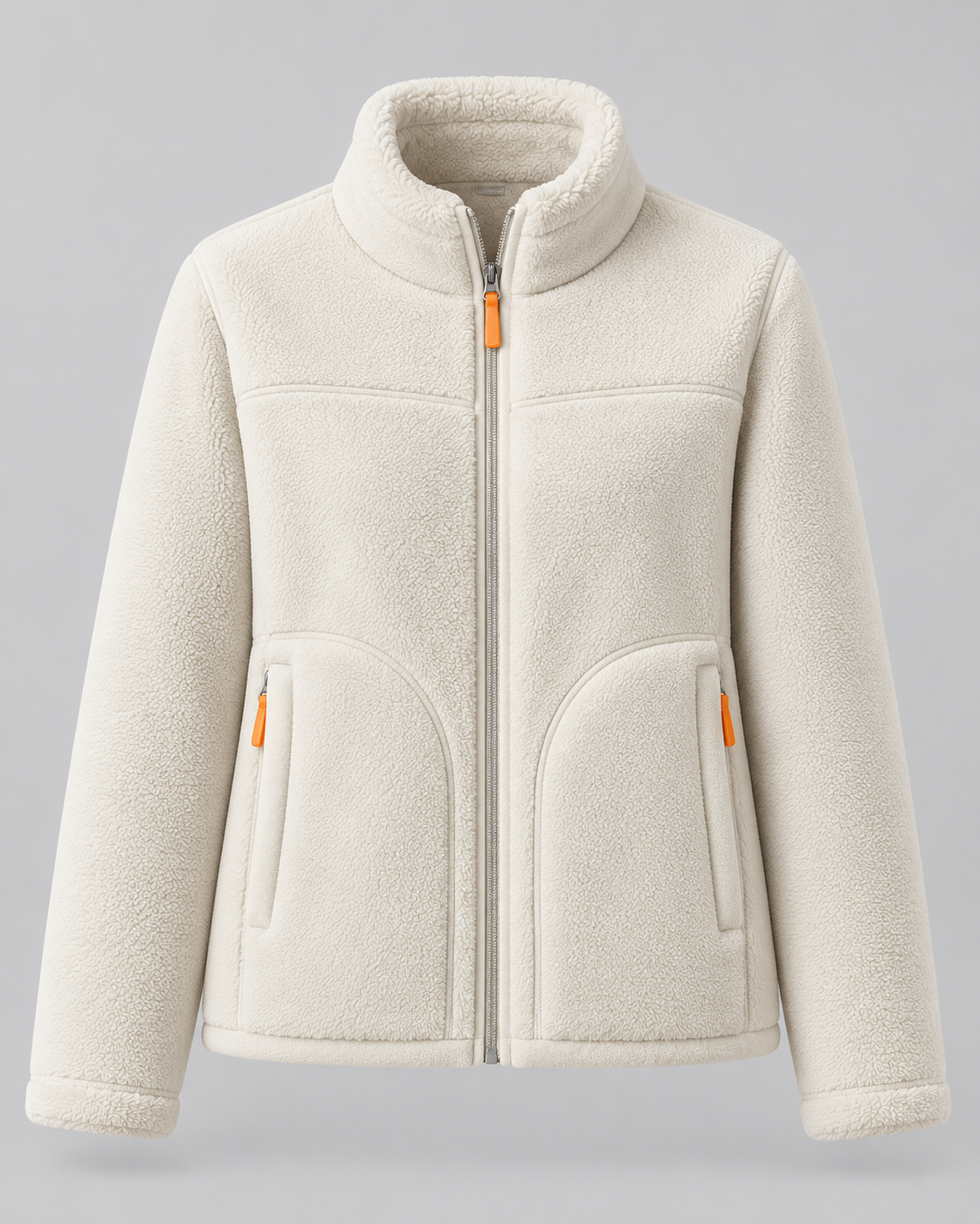 Women's Fleece Zip Jacket - Stand Collar Regular Fit with Pockets