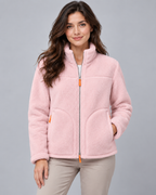 Women's Fleece Zip Jacket - Stand Collar Regular Fit with Pockets