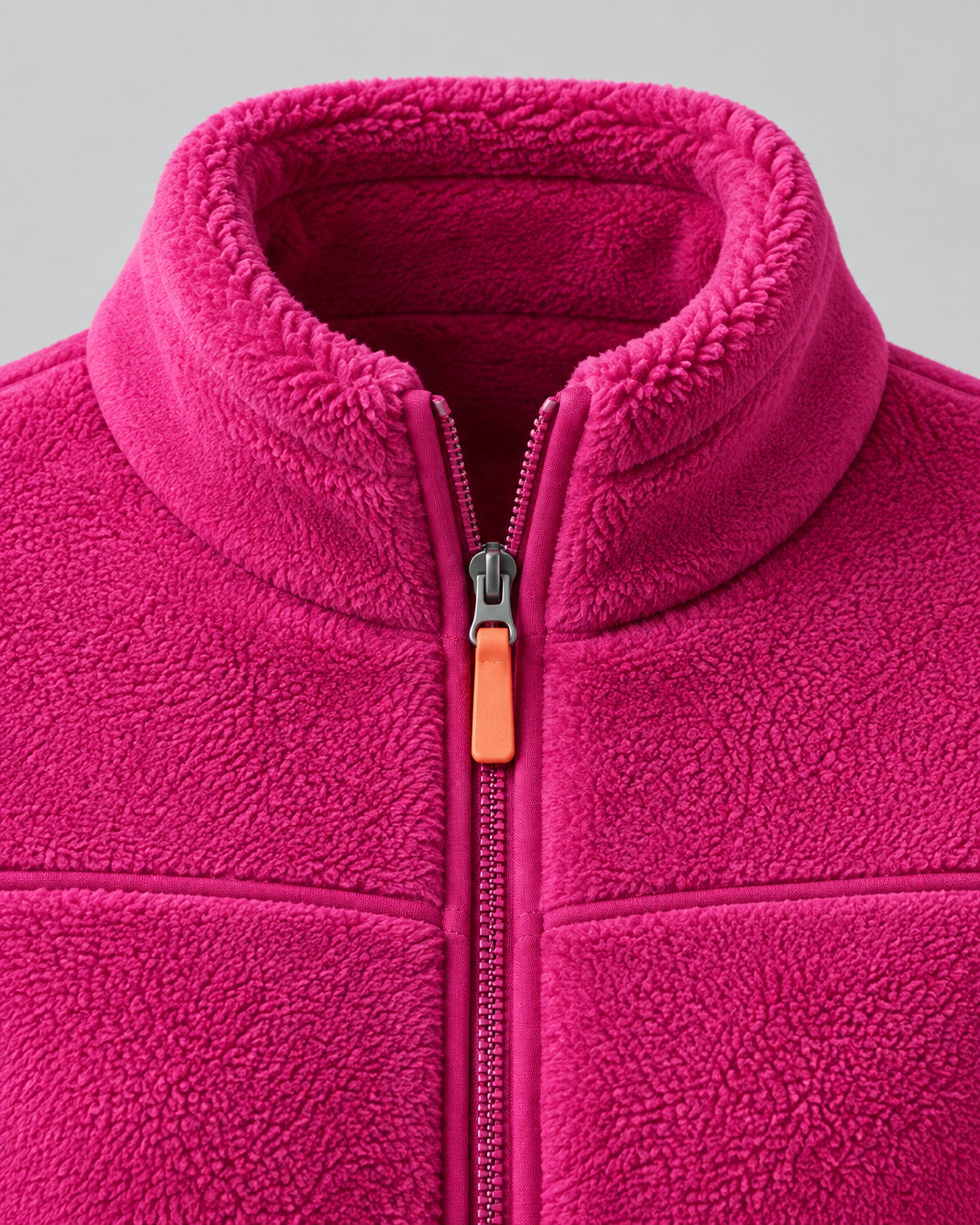 Women's Fleece Zip Jacket - Stand Collar Regular Fit with Pockets