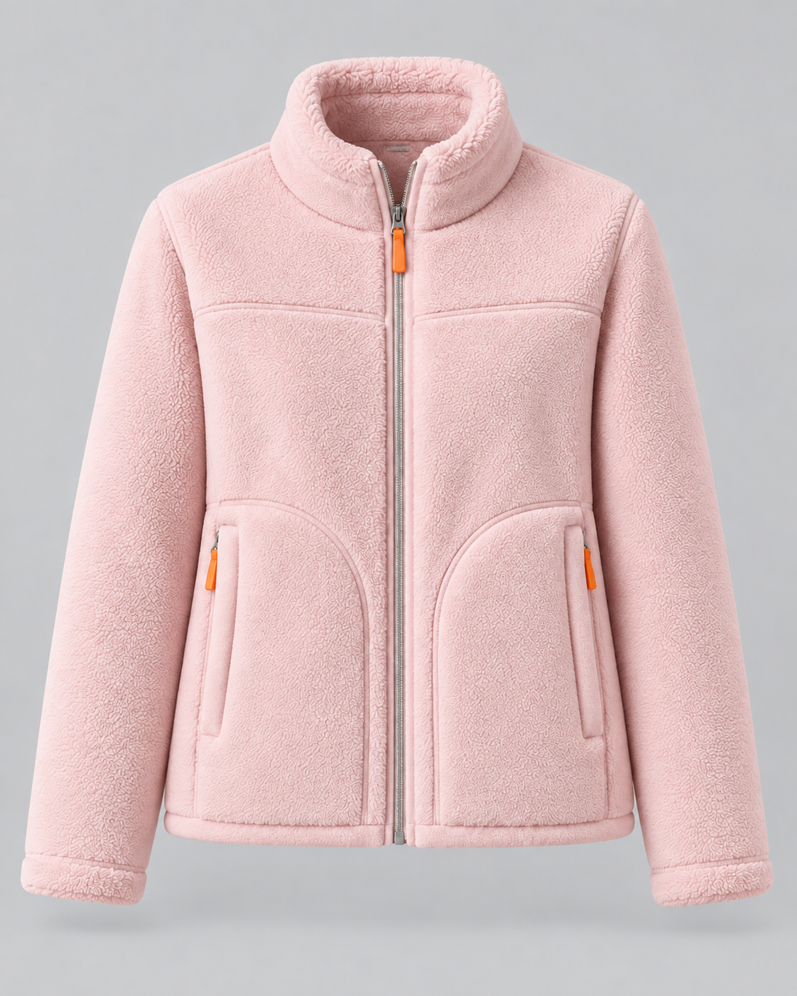 Women's Fleece Zip Jacket - Stand Collar Regular Fit with Pockets