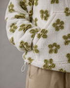 Women's Floral Sherpa Quarter-Zip Pullover - Oversized Boxy Fit