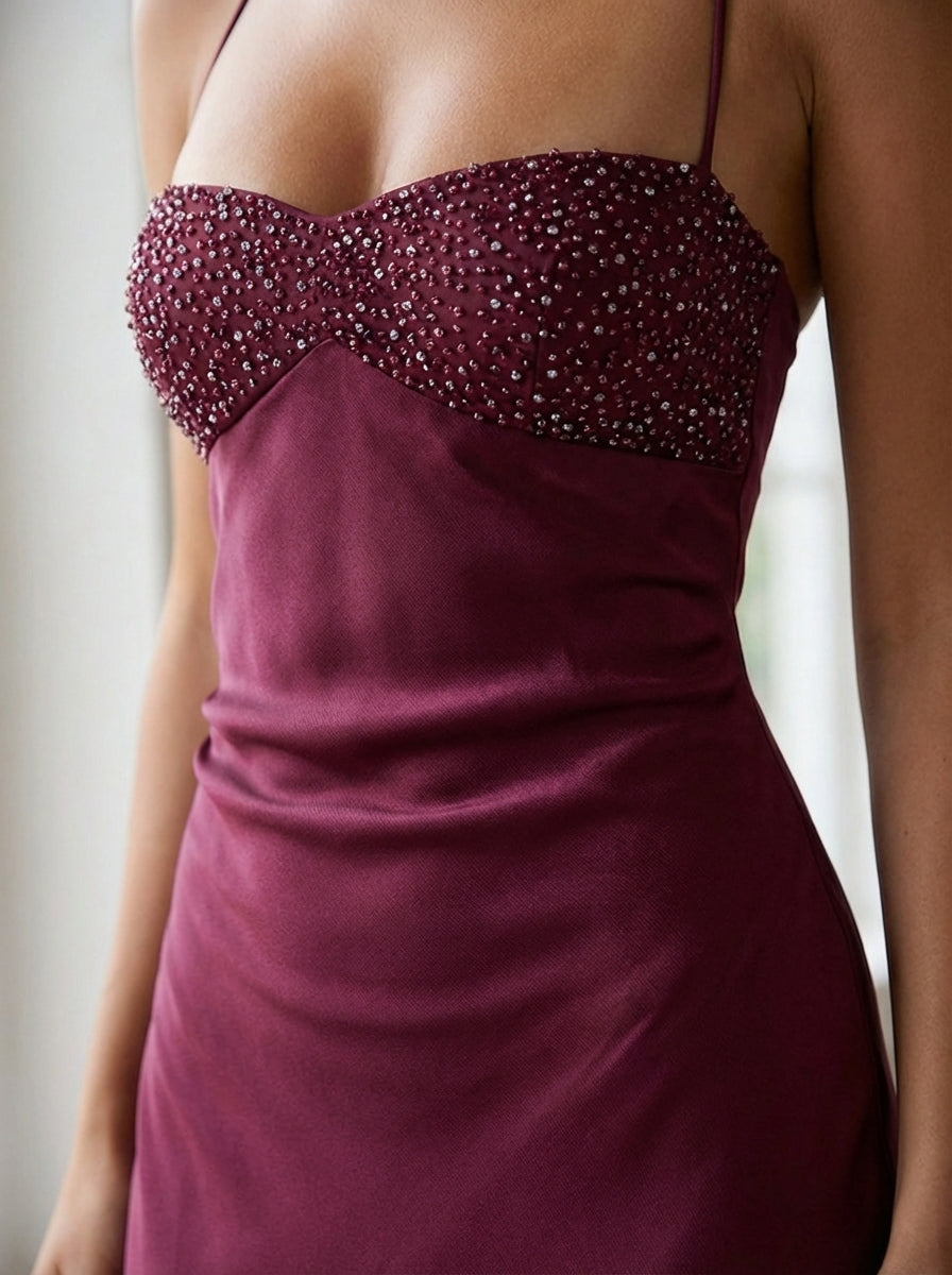 Women’s Satin Halter Maxi Dress