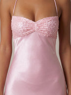 Women’s Satin Halter Maxi Dress