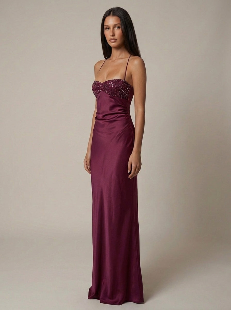 Women’s Satin Halter Maxi Dress