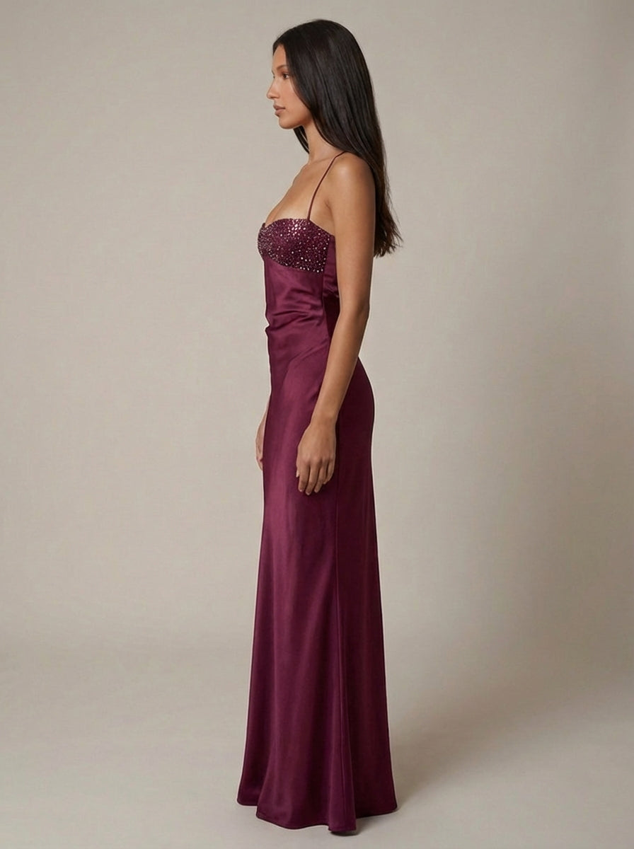 Women’s Satin Halter Maxi Dress