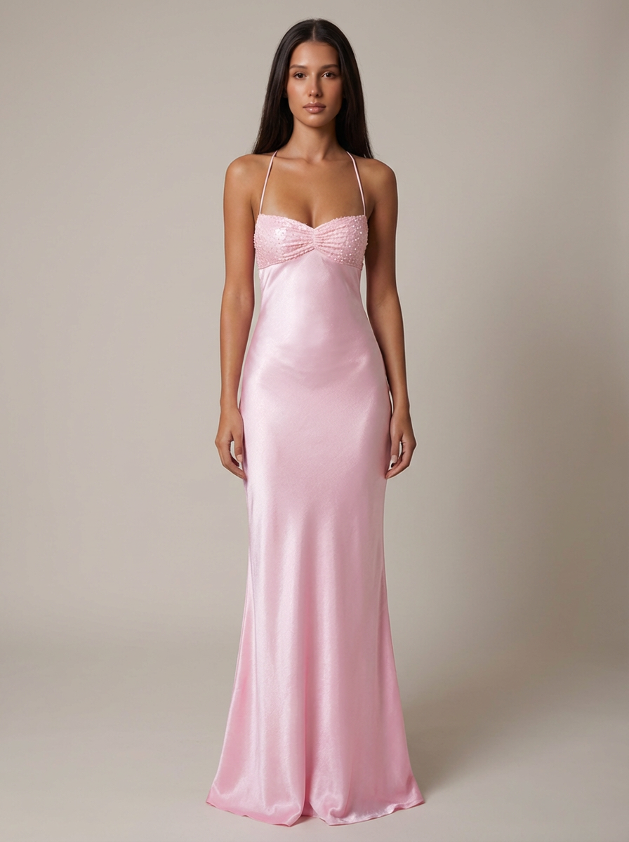 Women’s Satin Halter Maxi Dress