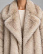 Women's Fur Jacket - Oversized Shawl Collar Hip Length