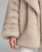 Women's Fur Jacket - Oversized Shawl Collar Hip Length