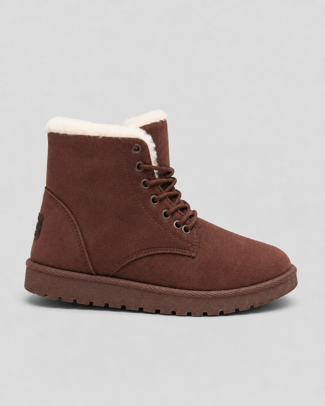 Women's Fur-Lined Lace-Up Ankle Boots - Suede-Look Winter Style