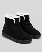 Women's Fur-Lined Lace-Up Ankle Boots - Suede-Look Winter Style