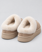 Women's Fur-Trim Platform Slippers – Closed Toe Backless