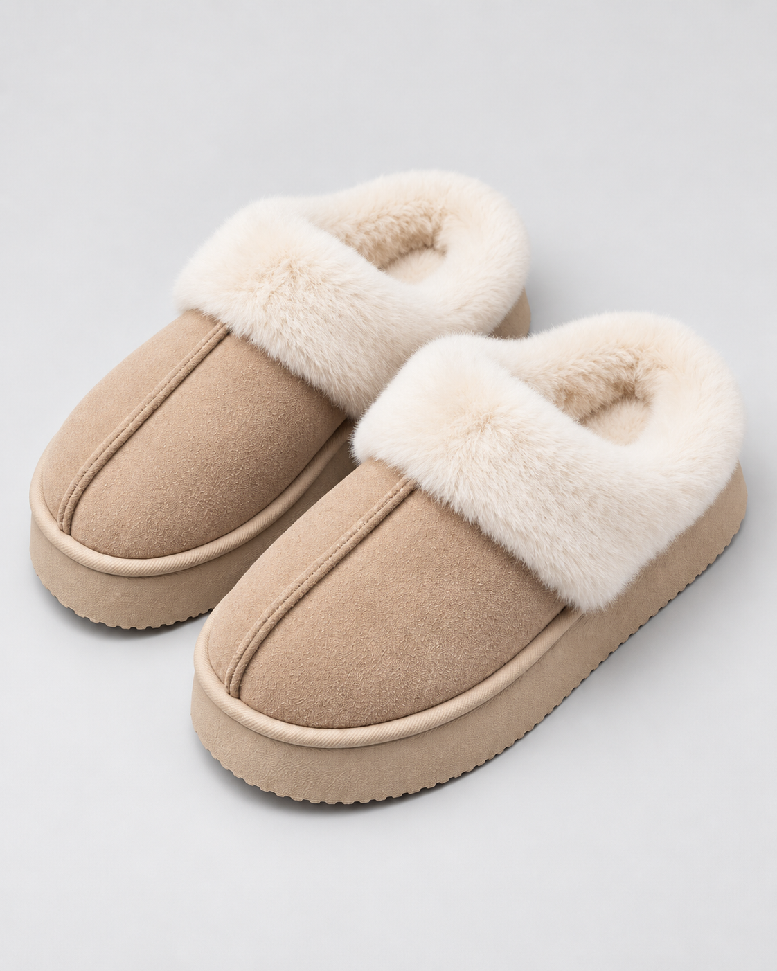 Women's Fur-Trim Platform Slippers – Closed Toe Backless