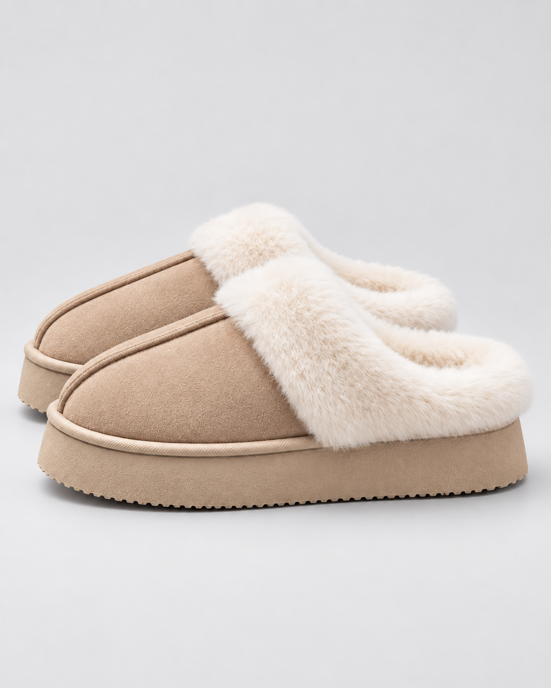 Women's Fur-Trim Platform Slippers – Closed Toe Backless