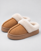 Women's Fur-Trim Platform Slippers – Closed Toe Backless