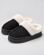 Women's Fur-Trim Platform Slippers – Closed Toe Backless