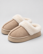 Women's Fur-Trim Platform Slippers – Closed Toe Backless