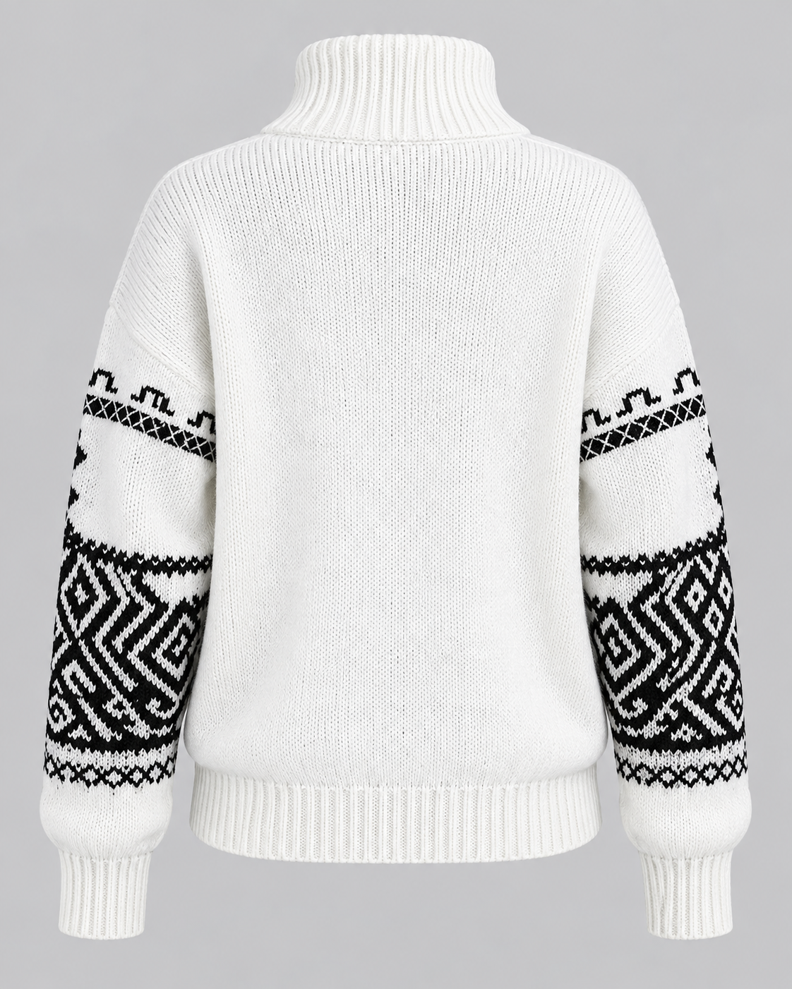 Women's Geometric Quarter Zip Jumper - Aztec Ribbed Collar