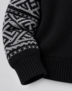 Women's Geometric Quarter Zip Jumper - Aztec Ribbed Collar