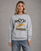 Women's Graphic Sweatshirt - Heart Leopard Print Drop Shoulder