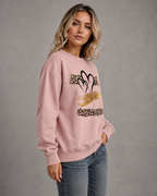 Women's Graphic Sweatshirt - Heart Leopard Print Drop Shoulder
