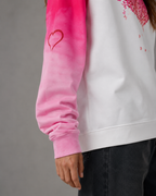 Women's Graphic Sweatshirt - Pink Raglan Butterfly Heart Print