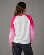 Women's Graphic Sweatshirt - Pink Raglan Butterfly Heart Print