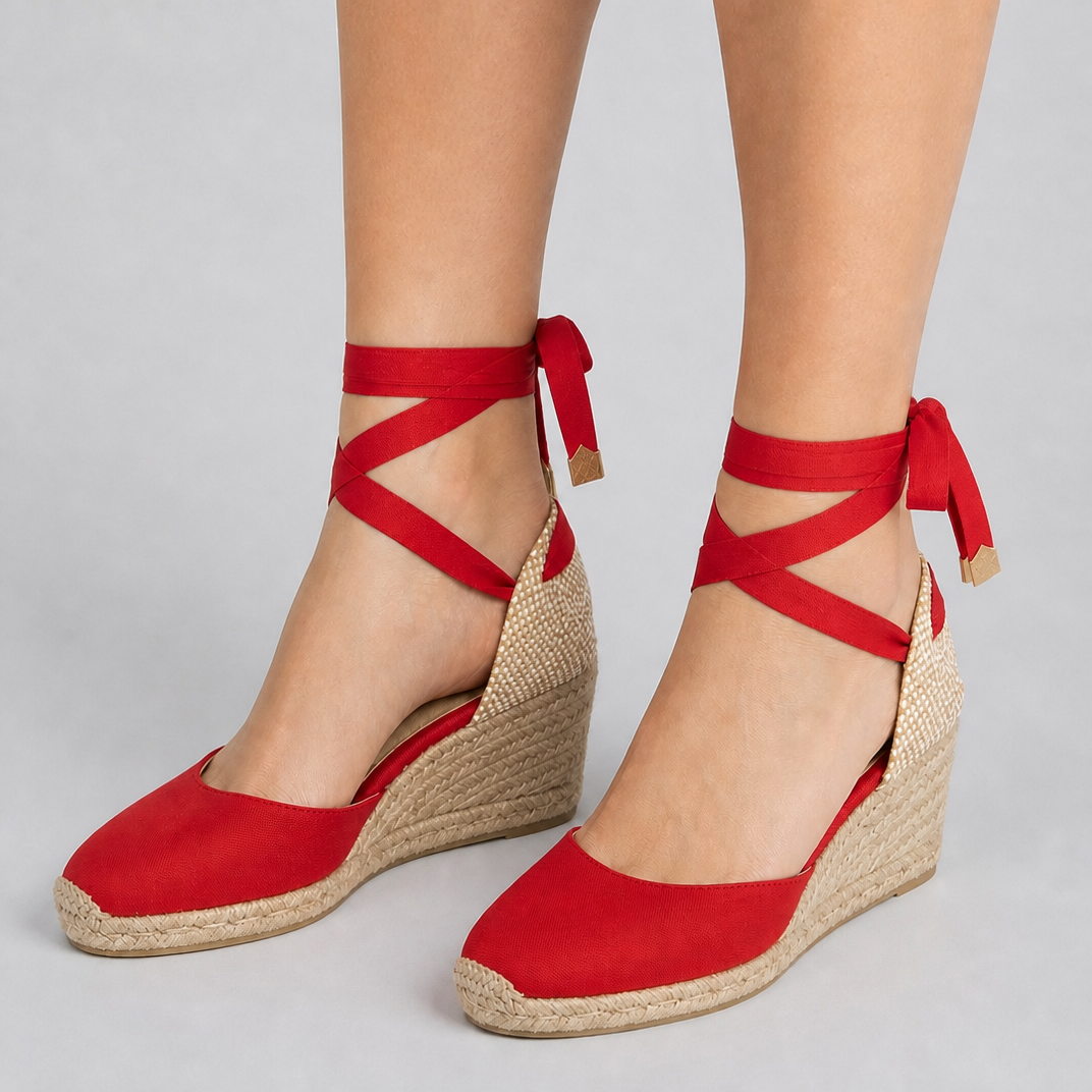 Women’s Wedge Espadrille Sandals with Ankle Tie