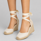Women’s Wedge Espadrille Sandals with Ankle Tie