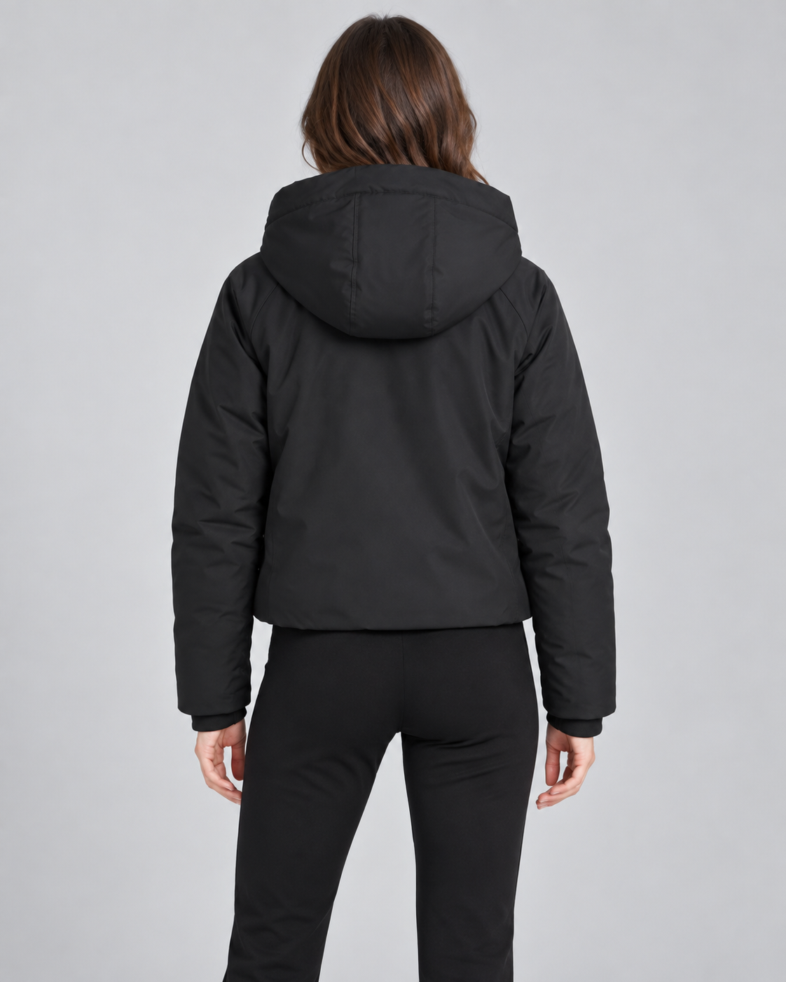 Women's Hooded Padded Jacket - Short Fit Full-Zip Winter
