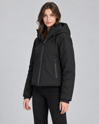 Women's Hooded Padded Jacket - Short Fit Full-Zip Winter