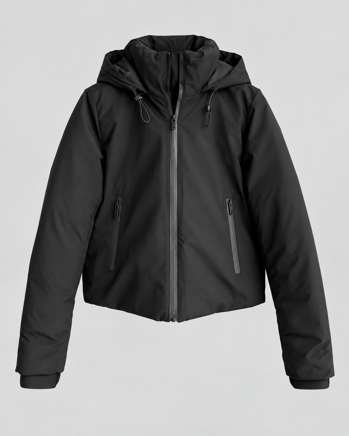 Women's Hooded Padded Jacket - Short Fit Full-Zip Winter