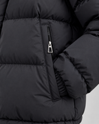 Women's Hooded Puffer Jacket - Oversized Zip Front Short Length